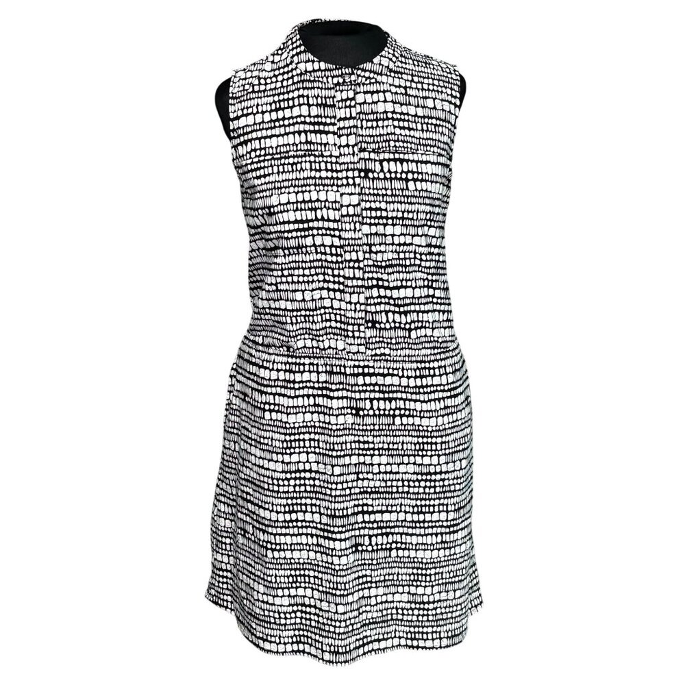 Sleeveless Black & White Patterned Shift Dress By Merona - Small